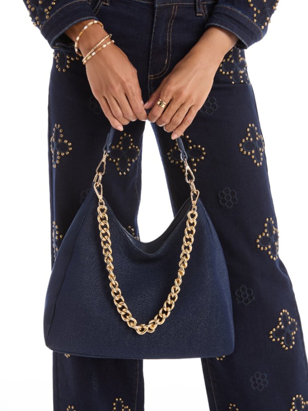 THE NOLI SHOP Tribeca Chain Denim Bag Indigo, New with tag - Picture 2 of 5